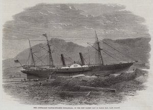 Australian paddle-steamer Coonanbara, uudella patenttiliuskalla Table Bayssa, Cape Colonyssa